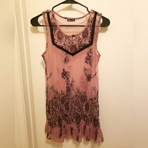 Lily White dusty rose and black dress sheer/mesh Size Small